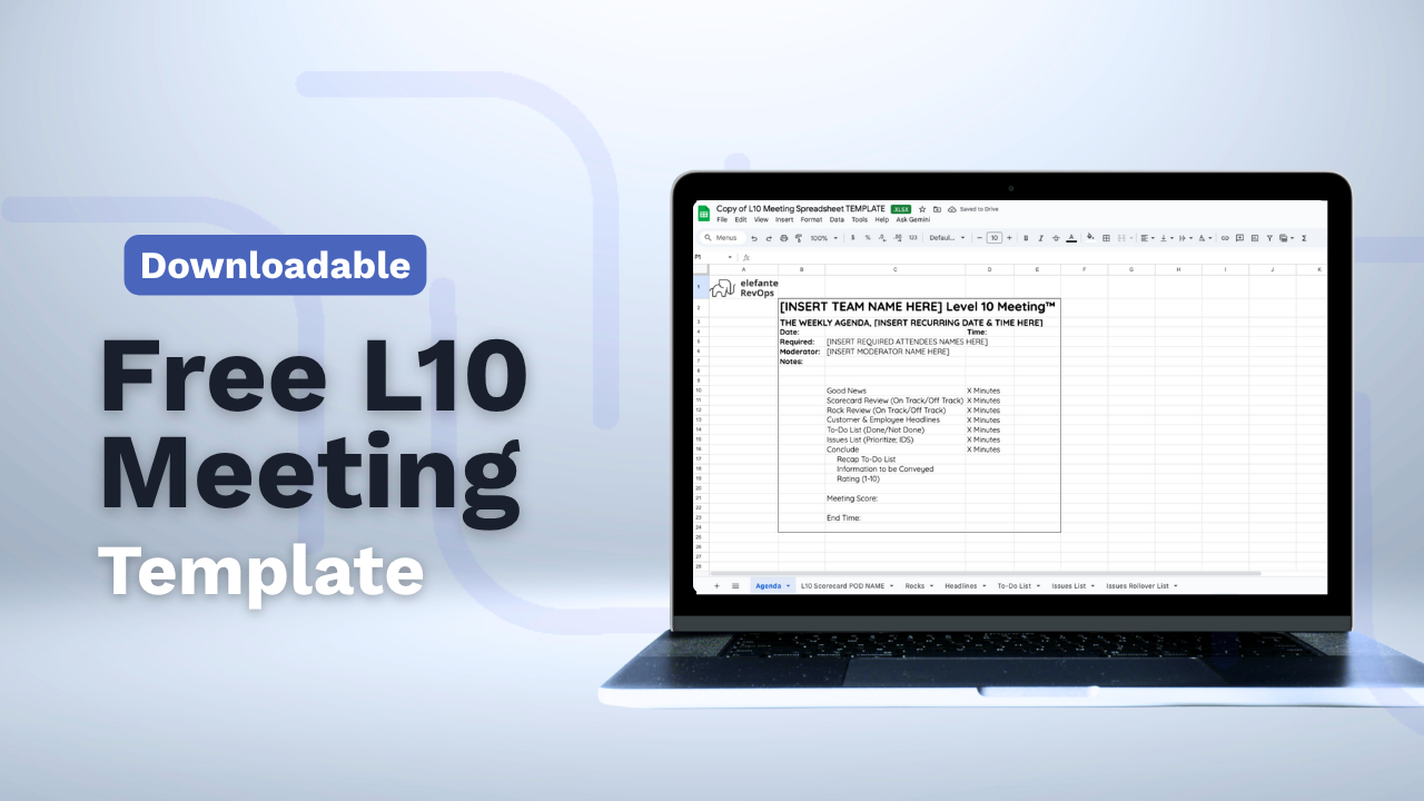 Free EOS L10 Meeting Agenda Template Download Now Elefante RevOps